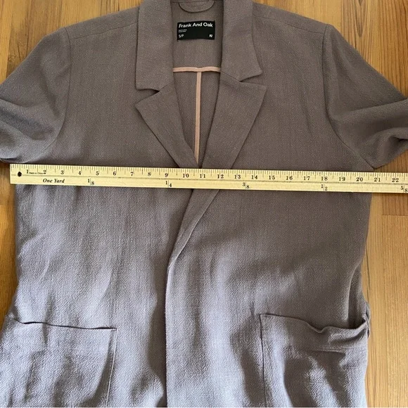 Frank and Oak The Fluid Blazer Dusty Lavender Linen Belted Jacket Small - Picture 9 of 11
